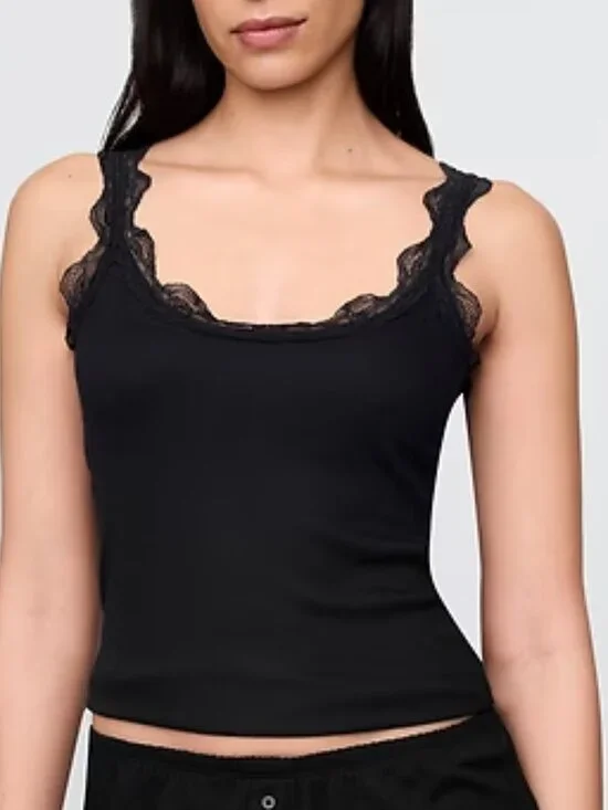 3 Lace Trim Ribbed Dynamite Tank Tops - Picture 2 of 2